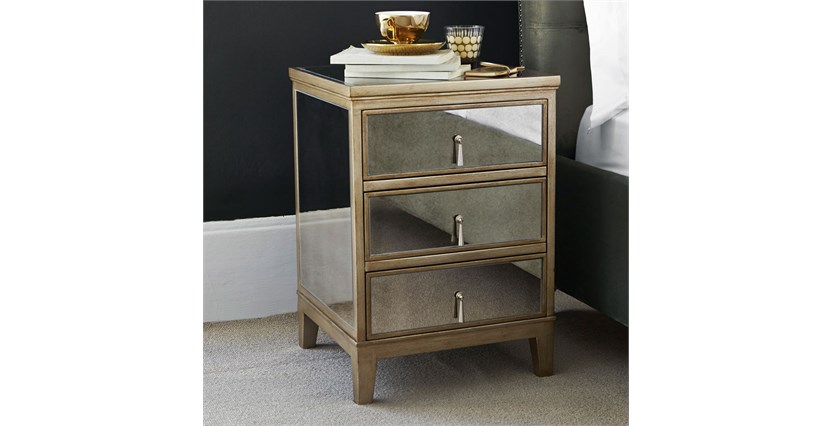 Gatsby Mirrored Gold 3 Drawer Bedside